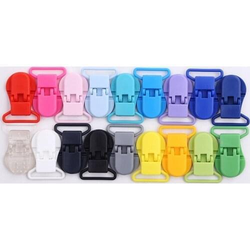 50PCS Eco-friendly Plastic Baby Pacifier Clips Holder Mix Colors Newborn Baby Dummy Clips for Baby Show 25MM Bib Suspender Clip