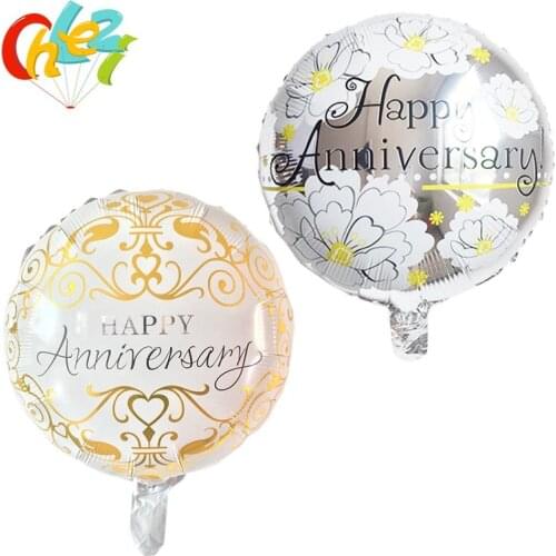 7pcs Anniversary Round Foil Helium Balloons Party commemorate Decoration Aluminum film Globos Wedding Valentines Day balloons