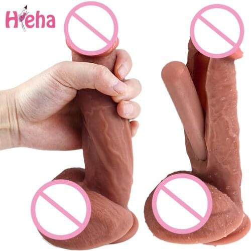 8.2 Inch Huge Realistic Soft Dildo Strap Flexible Liquid Silicone Penis with Suction Cup Vibrator Sex Toy for Women Masturbation