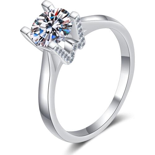 925 Sterling Silver Passed Diamond Perfect Test Stone Ring 1CT Moissanite W Letter Ring Women Simple and Stylish Birthday Gift