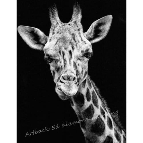 5d diy diamond painting giraffe tiger wolf square / round drill 3d diamond embroidery 21 style black gray animal icon 20x25cm