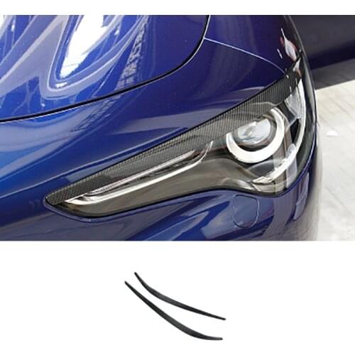 QHCP Car Headlights Eyebrow Eyelids Stickers Real Carbon Fiber ABS Front Headlight Eyebrow Cover Trim For Alfa Romeo Stelvio