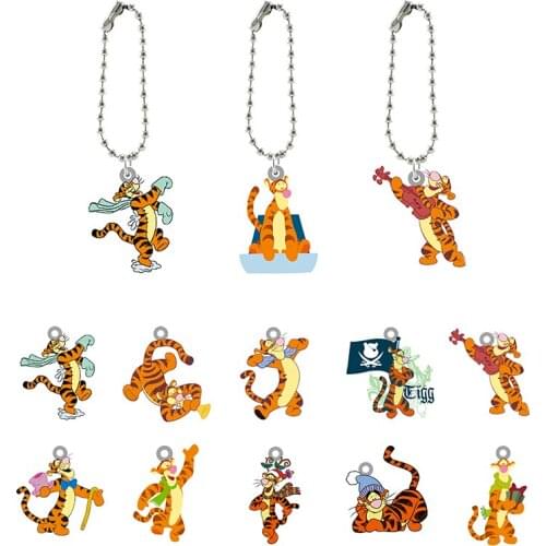 Disney Classic Animation Character Jumping Tigger Multi-shape Acrylic Doll Keychain Boys And Girls Keychain Fashion Jewelry