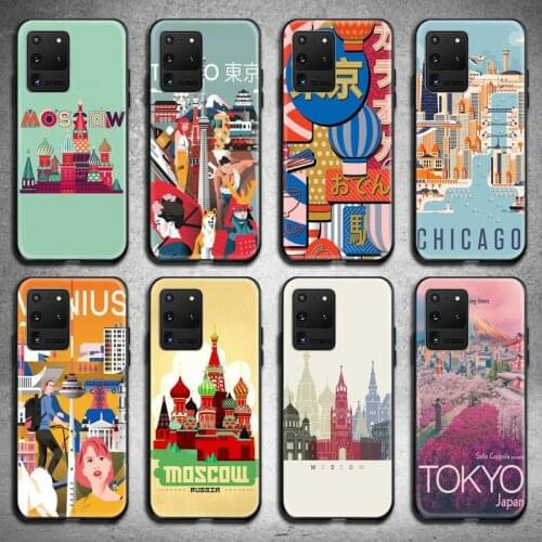 Moscow Tokyo Venice city poster Phone Case for Samsung S20 plus Ultra S6 S7 edge S8 S9 plus S10 5G lite 2020