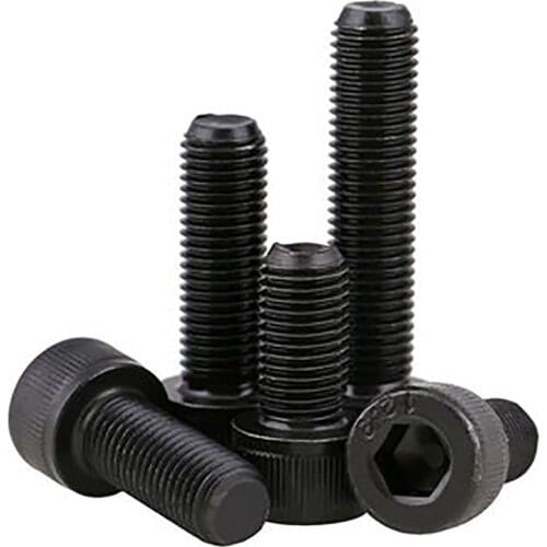 M6-M10 Black Fine Thread Hex Hexagon Socket Head Cap Screws DIN912 Grade 12.9 Carbon Steel Allen Bolts Pitch 0.75/1.0/1.25mm