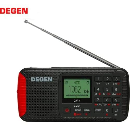 DEGEN CY-1 Emergency Radio FM /MW/ SW Dynamo Solar Alarm Clock Shortwave Radio LCD/SOS/Bluetooth/MP3/Recorder Portable Radio