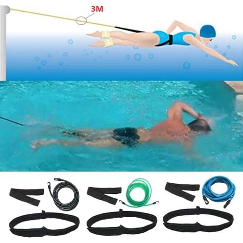 Swimming Resistance Belt Swim Bungee Cord Training Band Swim Elastic Exerciser Belt with One Waist Strap One mesh Storage Bag