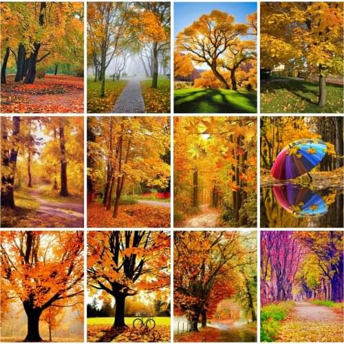 EverShine Diamond Painting New Arrivals Tree Cross Stitch Diamond Embroidery Autumn Rhinestones Art Landscape Home Decoration
