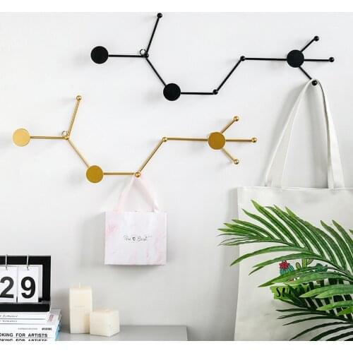 Hot Sale 2pcs Wall Shelf Key Hanger Indoor Hook Chemical Creative Molecule Shape Wall Hanging Porch Shelf Wall Coat Storage Deco