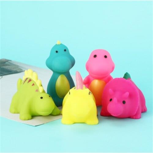 Dinosaur toy swimming water toy colorful soft rubber float squeezing sound squeaky baby shower toy GYH