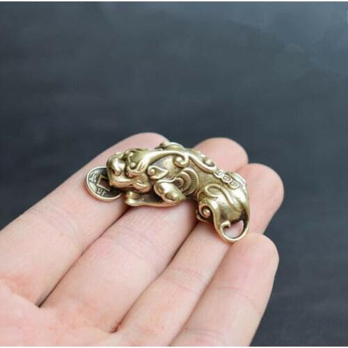Chinese Pure brass God beast statue small pendant