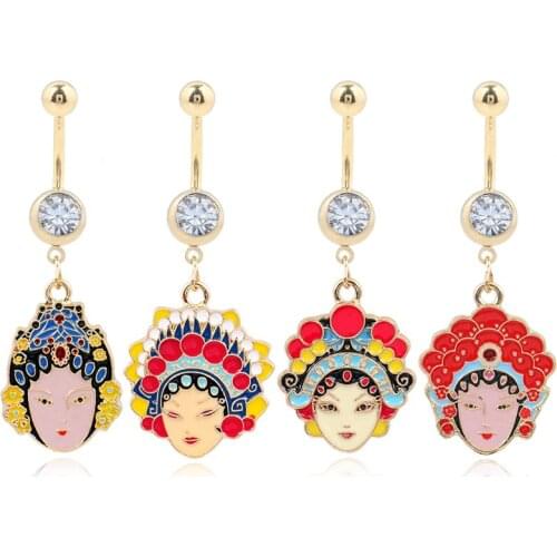 1PC Human Face Piercing Navel For Women Statement Belly Button Rings Fashion Dangle Belly Ring Body Piercing Jewelry Accessories