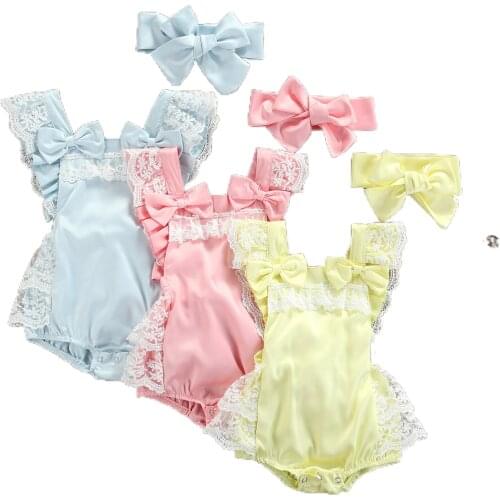 Summer Toddler Baby Girls Romper Princess Lace Sleeveless Jumpsuit Buttons Cotton Soft Infant Kid Outfits Backless Clothes 0-24M