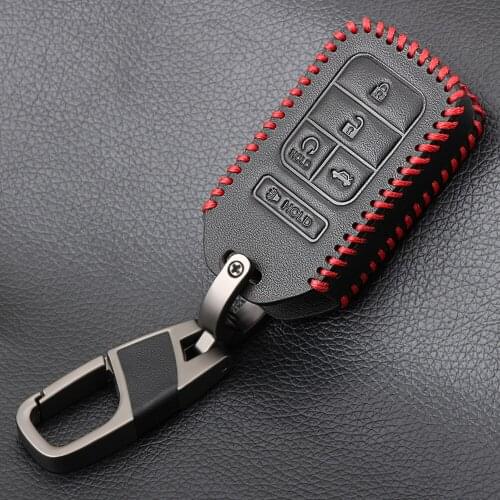 5 Button Leather Remote Car Key Case Fob Cover For Honda Civic Accord Cr-v Pilot Crv 2015 2016 2017 2018 Holder Shell Protector