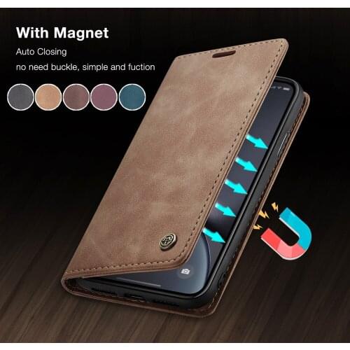 CaseMe Retro Leather Purse Case For iPhone 11 Pro X XS Max Luxury Magneti Card Holder Wallet Cover For Samsung For huawei phone