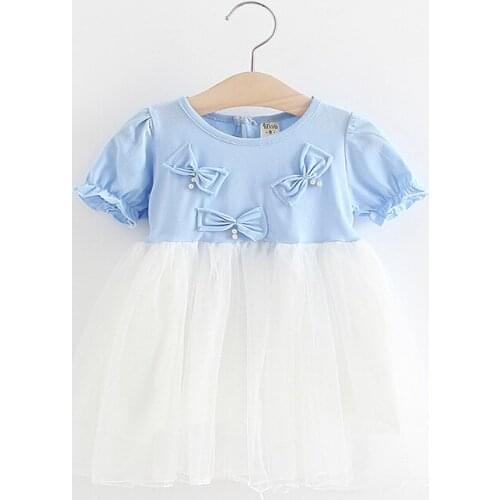 Summer Princess Dress Little Girl Costume Cute Design Hot Style Dresses Pure Cotton Clothing Sky Blue Girls Clothes