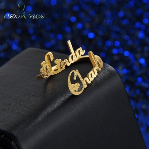 Nextvance Frosted Rings Custom Personalized Double Name Earrings for Girlfreind Womens Ring Couple Rings Anime Jewellery Gift