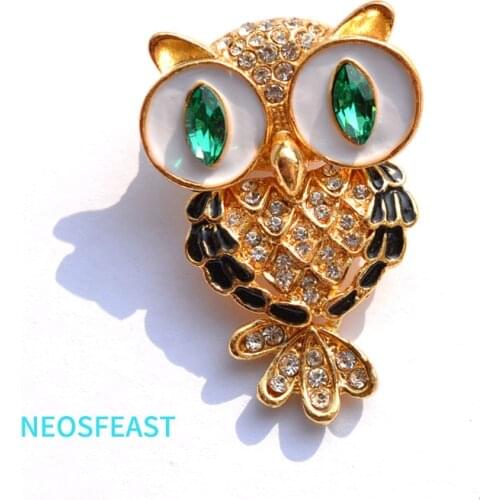 Cute Rhinestone Owl Brooches For Women Crystal Enameled Pin Multi Color Ladies Party Gift Coat Garment Accessory Fashion Jewelry