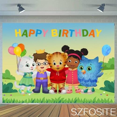 Cute Tiger Animal Child Daniel Party Backdrop Baby Birthday Room Table Decoration Photography Photo Custom Kids Vinyl Background