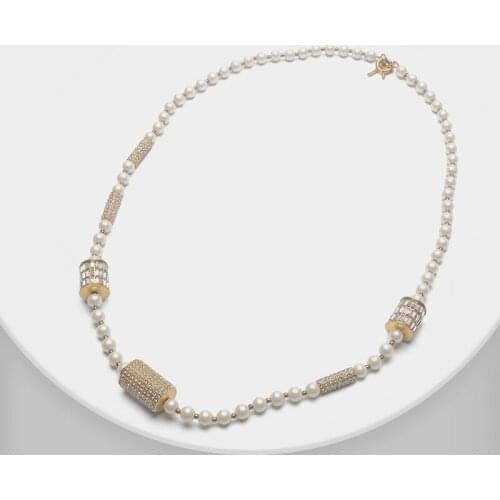 Amorita boutique Geometric design glitter fashion pearl necklace