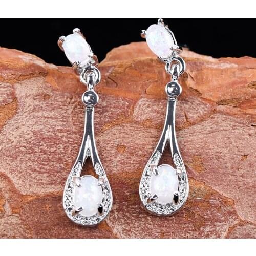 Fashion Wedding Drop Earrings for Women Wedding Party Jewelry Oval Moonstone Crystal Stud Earrings Statement Luxury Gift
