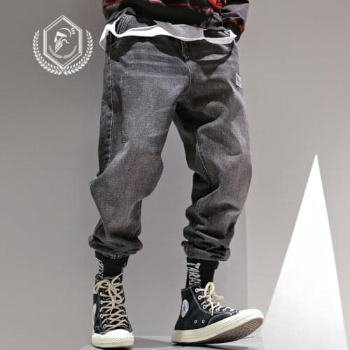 Men Fashion Loose Harem Jogger Jeans Vintage Ankle-Length Hip Hop Jeans