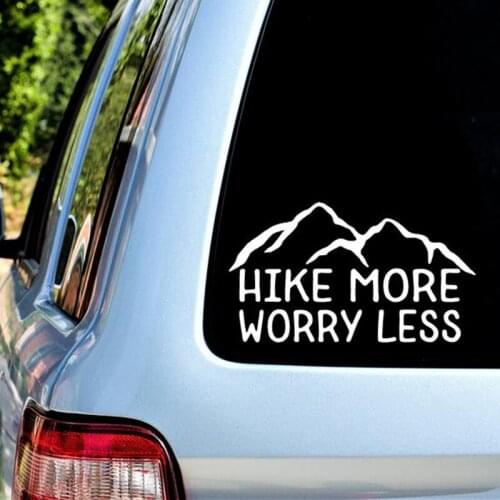 Black/Sliver Hike more Worry less Mountain decal Car Sticker Waterproof Removable Car Stickers Trunk Decor S050