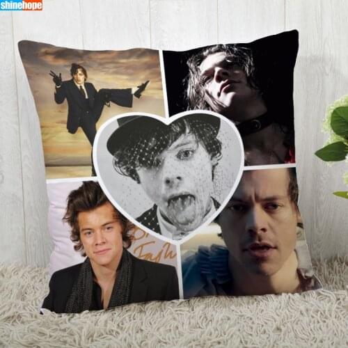 Custom Pillow Cases Harry Styles Square Pillowcase Singer Star Zippered Pillow Cover 40X40cm,45X45cm(One Side)