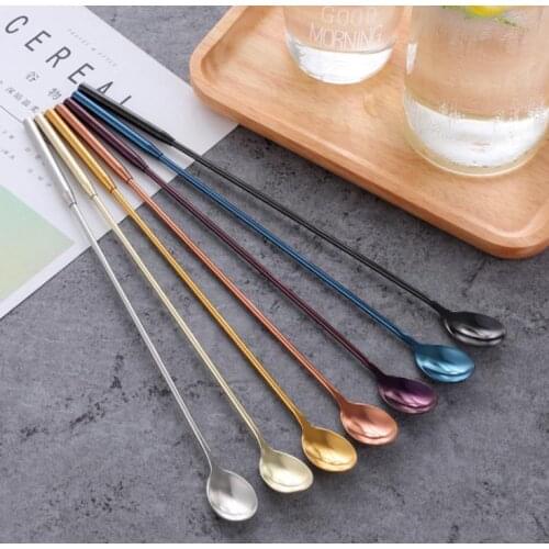 Bar Spoons Stainless Steel Long Cocktail Whisks Gold Swizzle Sticks Barware Muddlers Drinking Tools Bar Supplies SN2089