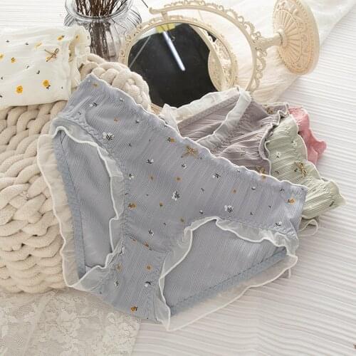 Womens Cotton Underwear Panties Sexy Printing Panties New Seamless Lace Underpants Mid Waist Comfortable Briefs Female Lingerie