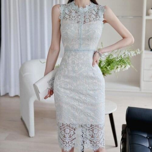 ZAWFL Sexy Lace Patchwork Women Dress 2021 Summer Slim Waist Pencil Dresses Elegant Mid-length Female Vestidos