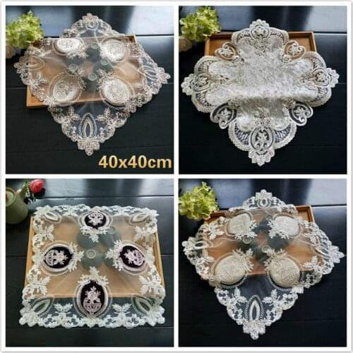 Luxury European Mesh Splice Embroidery Restaurant Kitchen Placemat For Dining Coffee Table Mat Napkins Christmas Wedding Coaster