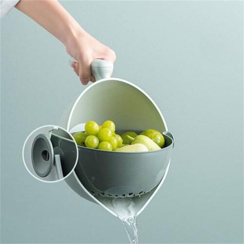 Handheld Snack Cookies Storage Basket 360 Degree Flip Drain Bowl Vegetable Fruit Basket Home Organizer Kitchen Accessories