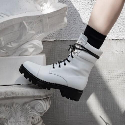 Salu 2020 fashion winter Women Classic Ankle Boots Genuine Leather High Heels Night Club Shoes Woman Motorcycle Boots