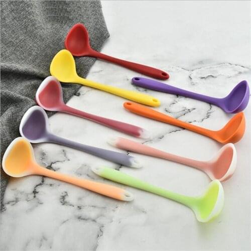 Handle Soup Spoon Silicone Anti Hot Spoon High-Temperature Nonstick Translucent Kitchen Cooking Tools Not Hurt Spoon