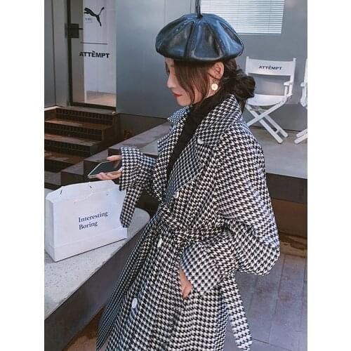 Thousand birds plaid windbreaker womens mid-length 2021 autumn new style this years popular temperament coat coat