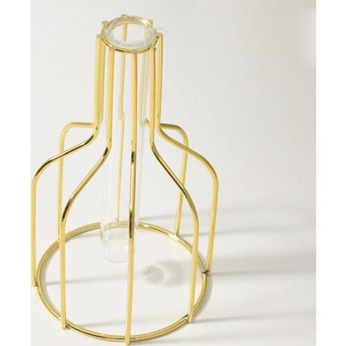 High-Grade Nordic Vase Desktop Decor Glass Terrarium Mini Vase Flower Vase Glass And Metal Flower Vase jarron cristal вазочка