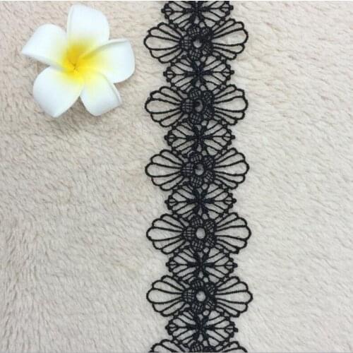 High quality Knitting embroidered lace ribbon decorative 20 yards diy black white