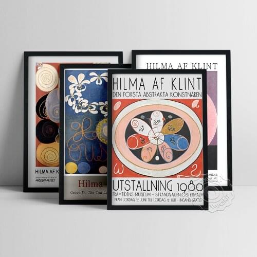 Swedish Hilma Af Klint Exhibition Poster, Af Klint Colored Pattern Oil Painting, Vintage Abstract Modern Mid Century Wall Decor