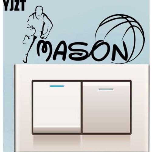 YJZT Wall Decal Sport Decals Basketball Boy Room Nursery Home Decor Wall Decal Vinyl Light Switch Sticker 8SS2241