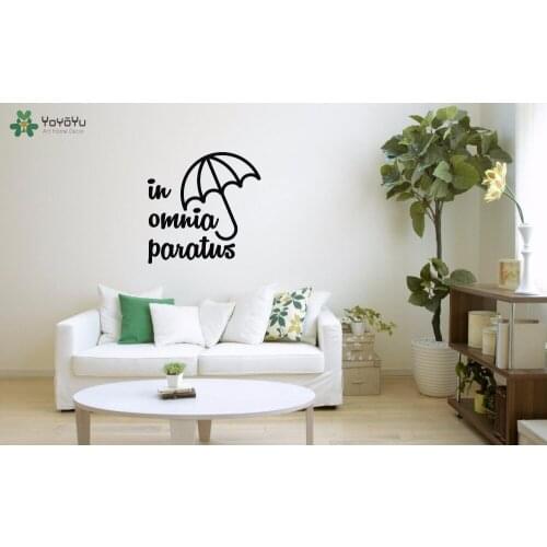 YOYOYU Wall Decal Umbrella Pattern Wall Stickers Quotes In Omnia Paratus Removable Livingroom Art Mural Home Decor Design SY663