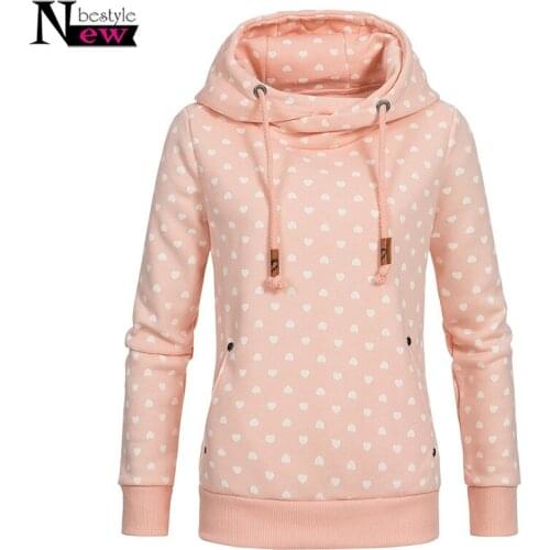 2019 Autumn Women Hoodie Casual Long Sleeve Hooded Pullover Sweatshirts Heart Printed Female Jumper Women Tracksuits Sportswear