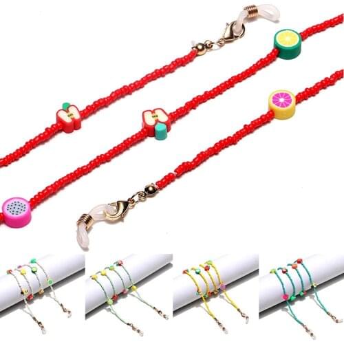 Women Polymer Clay Fruit Bead Strand Beaded Sunglasses Chain Girls Bohemian Eyeglass Eyewear Lanyard Cord Holder Strap