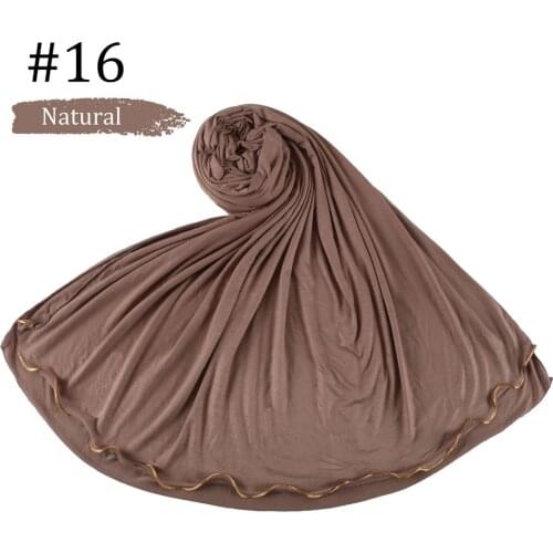 Gold line 2020 Muslim Jersey hijab scarf femme musulman wrap head scarves islamic headscarf malaysia female foulard