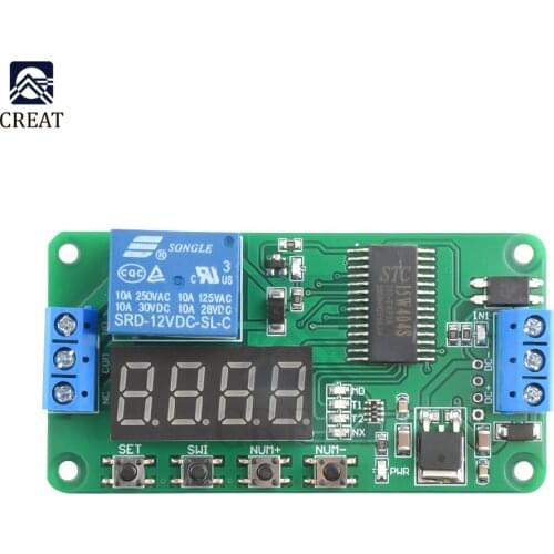 DC 12V 1 Channel Multifunction Delay Relay Timer Time Switch Board Self-lock for PLC LED Motor Opto-isolate Power Save Low Level