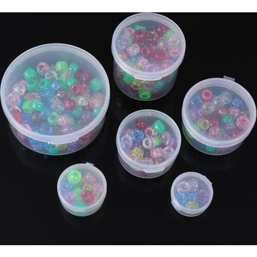 1PC Small Round Clear Plastic Beads Storage Box Small Items Crafts Hardware Storage Container Case
