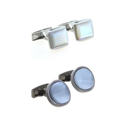 10pairs/lot Quality White Cats Eye Stone Cufflinks Sea Shell Cuff Links Cuff Links Mens Jewelry Business Style Wholesale