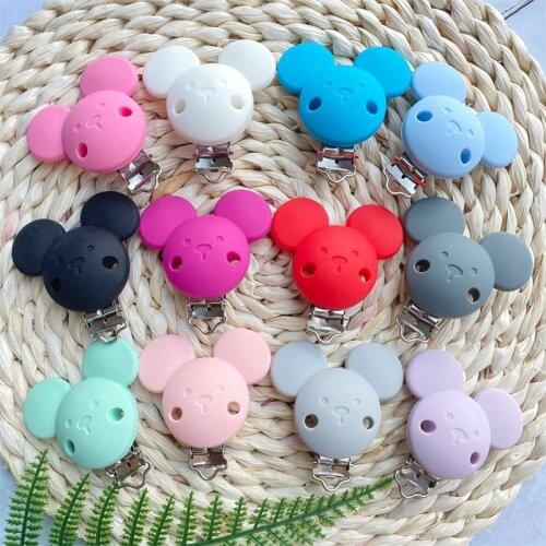 3PCS Baby Pacifer Clips Perle Silicone Mouse Teether beads DIY Baby Dummy Chain Nursing Clips for Pacifier Chain Accessories