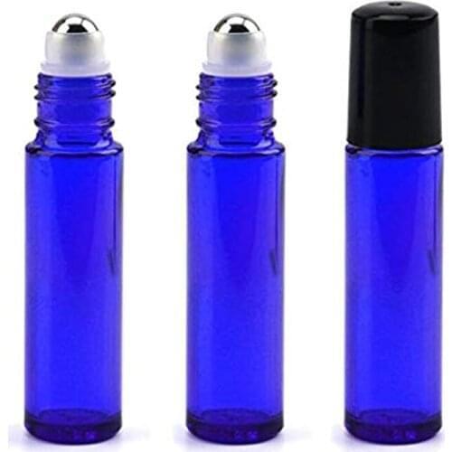 50pcs 10ml empty Amber roll-on antiperspirant deodorant bottle Blue roll on perfume glass bottle/ glass roll on bottles