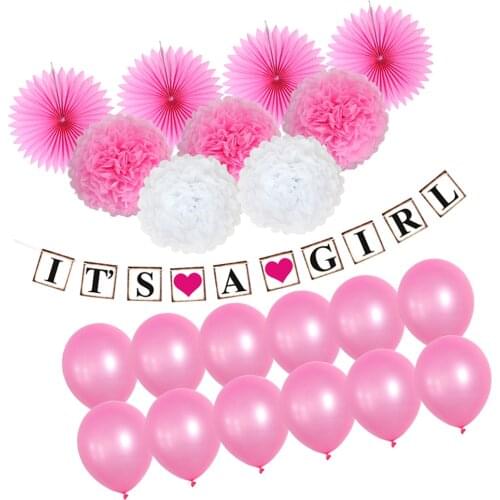 Baby Shower Garland with Paper Pom Poms ing Swirl and Ballons for Birthday Wedding Showers Party Decorations